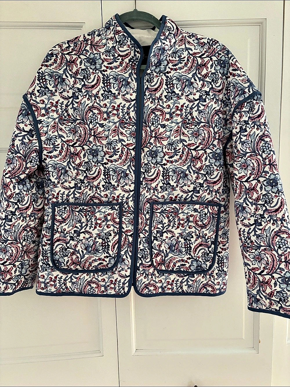 For All Mankind Paisley Jacket in White & Blue Size Medium